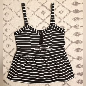 UO Pins and Needles Striped Corset Peplum Top Sz L